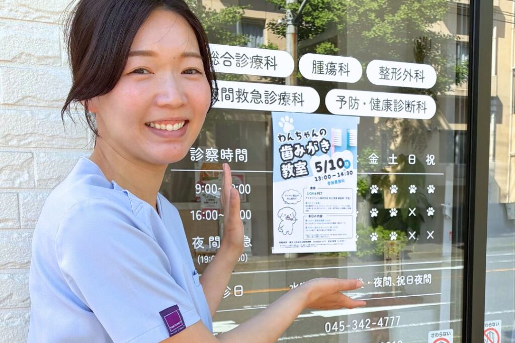 ペットシッターが歯みがき教室に参加した様子